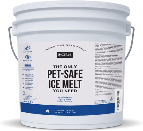 Natural Rapport Pet Friendly Ice Melt - Calcium Chloride Free, Pet Safe Ice Melter, Rock Salt Alternative - Time Release Deicer Formula Lasts 3X Longer (10 lb)