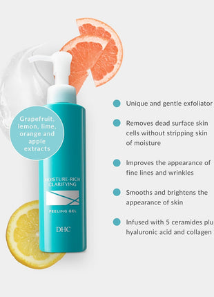 DHC Moisture-Rich Clarifying Peeling Gel, Gentle Facial Exfoliant, 4.9 oz | Non-Abrasive Exfoliator, Removes Dead Skin, Boosts Skin Turnover, Brightens Skin Tone, Leaves Skin Hydrated and Smooth