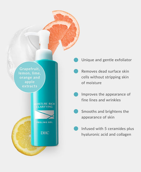 DHC Moisture-Rich Clarifying Peeling Gel, Gentle Facial Exfoliant, 4.9 oz | Non-Abrasive Exfoliator, Removes Dead Skin, Boosts Skin Turnover, Brightens Skin Tone, Leaves Skin Hydrated and Smooth