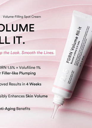 Abib PDRN Volume fill-it Booster Cream 2.5 tube | Facial Volume Plumping with PDRN 15,000ppm Peptides Retinal | For Forehead, Smile Lines & Neck Wrinkles | Anti-Aging Firming | 1.01 fl oz