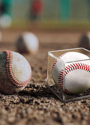 4 Pack Baseball Display Case, UV Protected Acrylic Boxes for Display,Clear Display Case Baseball Cube Memorabilia Showcase Autograph Ball Protector - for Official Size Ball