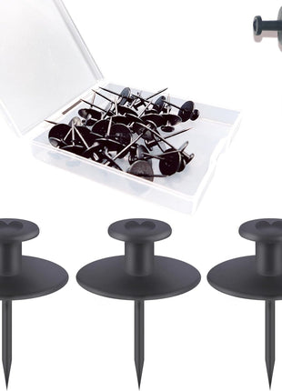 50 PCS Push Pins Picture Hangers Wall Hooks, Double Headed Thumb Tacks for Wall Hangings, Renter Friendly Decor Small Picture Frame Hangers for Drywall Cork Board Home Office Photo Decorations(Black)