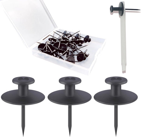 50 PCS Push Pins Picture Hangers Wall Hooks, Double Headed Thumb Tacks for Wall Hangings, Renter Friendly Decor Small Picture Frame Hangers for Drywall Cork Board Home Office Photo Decorations(Black)