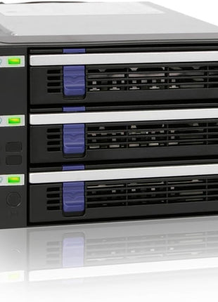 ICY DOCK 3 Bay 2.5"/ 3.5in SATA/SAS Hard Drive SSD Hot Swap Backplane Enclosure in 2X 5.25 Bay | FatCage MB153SP-B