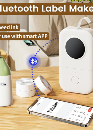 Phomemo D30 Mini Bluetooth Label Maker Machine with Tape Portable Printer | Small Lael Printer No Ink Wireless, Household & Classroom Essentials for Home, Office, School Dot Matrix Printers