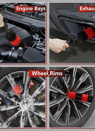 Wheel Rim Brush, Soft Bristle Long Car Tire Detailing Washing Tool for Exhaust Tips Engine, Vehicle Motorcycles Auto Truck SUV RV, No Scratches