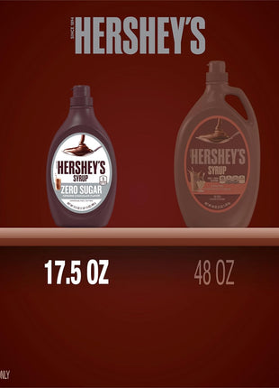 HERSHEY'S Zero Sugar Chocolate Syrup Bottle, 17.5 oz