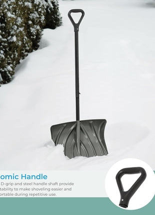 Suncast 20 inch Combination Snow Shovel/Pusher, Grey/Black