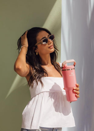 STANLEY IceFlow 2.0 Flip Straw Tumbler, 30 oz, Pink Mesa | Easy Carry Handle | Twist On Lid and Flip Up Straw | Leak Resistant Water Bottle | Insulated Stainless Steel | BPA-Free