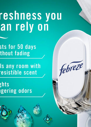 Febreze Plug in Air Freshener, Odor-Fighting Scented Oil Refill, Air Fresheners for Home and Bathroom and Kitchen, Long Lasting for Strong Odors, Unstopables Fresh Scent, 0.87oz Refills, 3 Count
