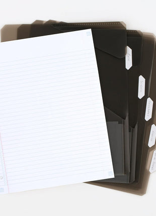 Five Star Flex Refillable Notebook  Study App, College Ruled Paper and 1 Inch TechLock Ring Binder with Pockets, Tabs and Dividers, 200 Sheet Capacity, Black (29328AA2)