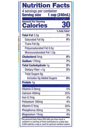 Almond Breeze Dairy Free Almondmilk Unsweetened Original 32 Oz Boxes, 6 Count