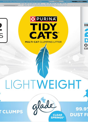 Purina Tidy Cats LightWeight With Glade Clear Springs Multi-Cat, Clumping, Low Dust, Scented Cat litter - 17 lb. Box