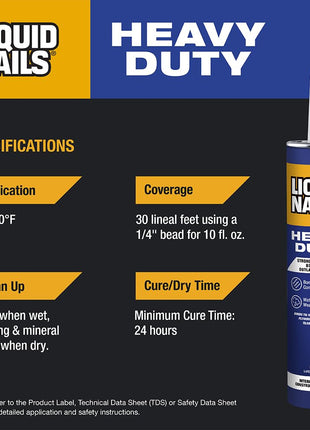Liquid Nails Heavy Duty Construction Adhesive (LN903), 10 oz