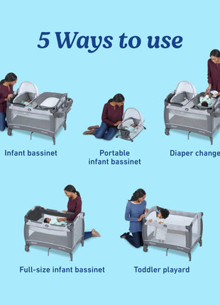 Graco Pack 'n Play Close2Baby Bassinet Playard Features Portable Bassinet Diaper Changer and More, Derby
