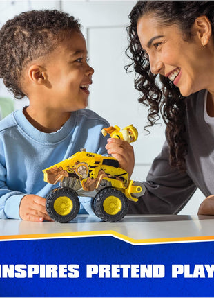 Paw Patrol Rescue Wheels Rubble's Transforming Bulldozer & Action Figure | Oversized Monster Truck Wheels, Spring-Loaded Plow Roller, Rubble Action Figure, Kids Toys for Boys & Girls Ages 3+
