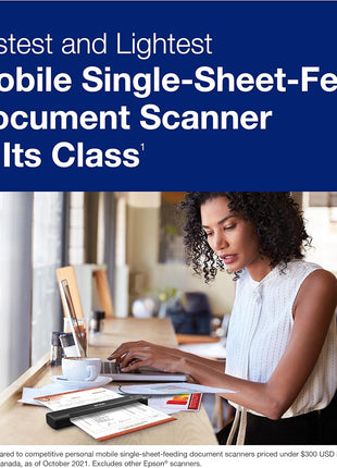 Epson Workforce ES-50 Compact & Lightweight Mobile Document Scanner | For Computers including PC and Mac Receipt and Document Scanner USB Powered
