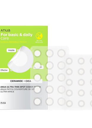 ANUA Ultra-Thin Spot Cover Patch, Invisible Hydrocolloid Pimple Patches for Face, 0.25mm Thin, Day & Night Wear Under Makeup, Non-Comedogenic, Korean Skincare, 75 Counts