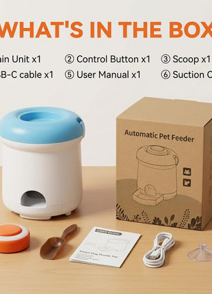 Automatic Dog Treat Dispenser, Button-Activated Interactive Dog Toy | Dog Puzzle Feeder for Mental Stimulation, Positive Reinforcement Training & Slow Feeding, USB Rechargeable