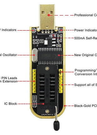 KeeYees SOP8 SOIC8 Test Clip and CH341A USB Programmer Flash for Most of 24 25 Series BIOS Chip with PDF Tutorial