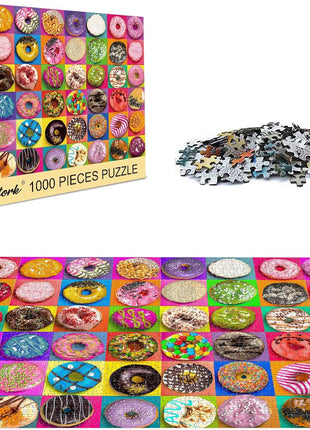 Jigsaw Puzzles 1000 Pieces for Adults, Families (Donuts) Pieces Fit Together Perfectly
