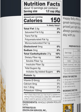 Happy Belly Quick Cook Oats, 1.12 pound (Pack of 1)