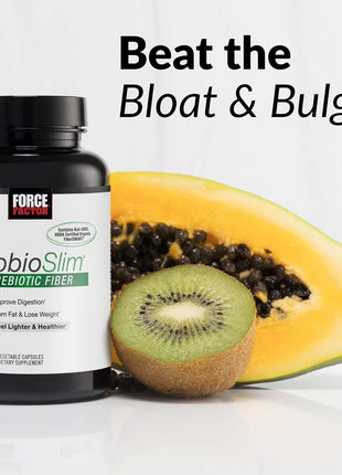 Force Factor ProbioSlim + Prebiotic Fiber Weight Loss Supplement for Women and Men, Probiotic and Prebiotic Digestive Health Support with Green Tea Extract and Psyllium Husk Fiber, 120 Capsules