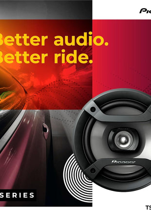 Pioneer F-Series TS-F1634R 6.5" 2-Way Speakers (Pair) – 200W Max, Balanced Sound + Smooth Treble, Great Stock Replacement, High-Efficiency Speaker Designed for OEM Power