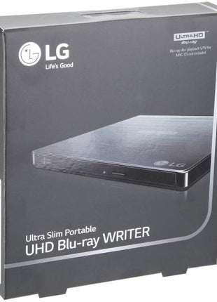 LG Electronics BP60NB10 Ultra Slim Portable UHD 4K/Blu-ray/DVD+/-RW Drive, USB 3.0 Compatible, PC Windows, Linux, Mac OS, with M-DISC Support, Noise Reduction, Black