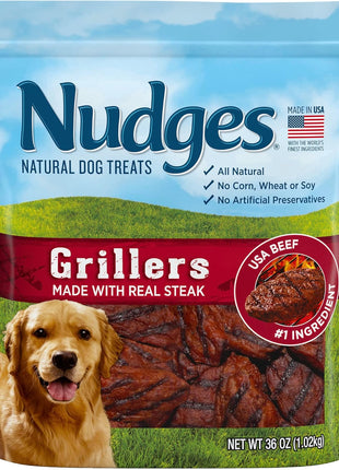 Blue Buffalo Nudges Grillers Natural Dog Treats, Made in the USA with Real Steak, 16-oz Bag