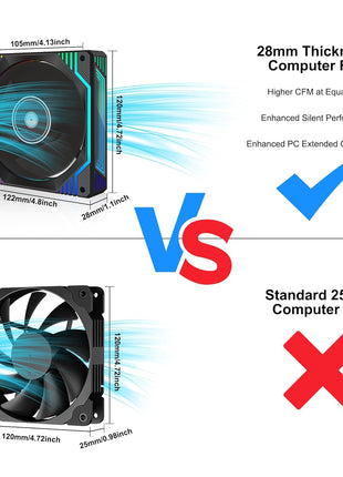 PANO-MOUNTS 120mm 6-Pin Infinity Mirror RGB Computer PC Case Fans with 6-Pin Fan Hub and Adjustable Color Controlled by Remote 3-Pack Black