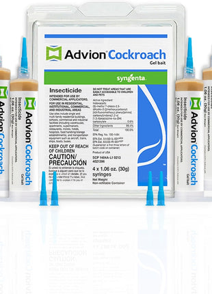 Advion Cockroach Gel Bait, 4 Tubes x 30-Grams, 4 Plunger and 4 Tips, German Roach Insect Pest Control, Indoor and Outdoor Use, Roach Killer Gel for American, German and Other Major Cockroach Species