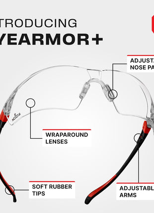 NoCry Clear Safety Glasses for Men and Women with Anti-Fog and Scratch Resistant Wrap Around Lenses, Adjustable Temples and Nose Pads — ANSI Z87 Certified Protective Eyewear with 100% UV Shielding