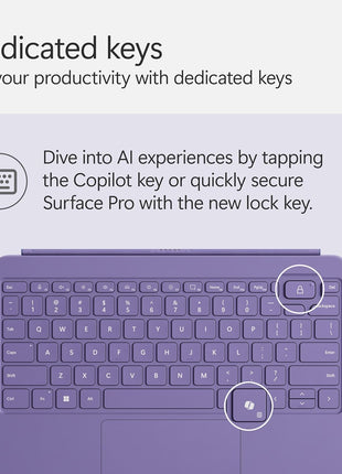 Microsoft Surface Pro Keyboard for Surface Pro 12" Device, Keyboard Only, Alcantara Material, Violet