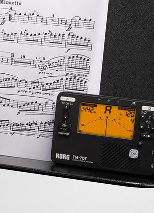 Korg TM-70T Tuner & Metronome w/Sound Out, Transpose & Chromatic - Black