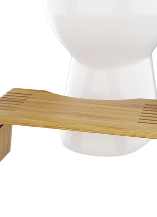 Squatty Potty Oslo Folding Bamboo Toilet Stool – 7 Inches, Collapsible Bathroom Stool for Kids and Adults – Brown, Portable and Space-Saving