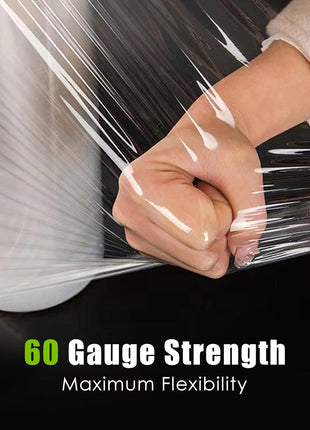 Cosy Family Plastic Wrap Stretch Film Roll - 1000ft 60 Gauge Industrial Strength 15 inch Wide Clear Plastic Wrap Roll with Handles for Pallet Wrapping Shipping Moving - Clear, Pack of 1