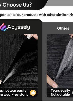 Abyssaly Black Wood Contact Paper Peel and Stick Wallpaper for Cabinets | Self-Adhesive Removable Thick Vinyl Film for Classroom,Easy to Install Increase Stomata and Reduces Bubble 11.8" x 78.7"