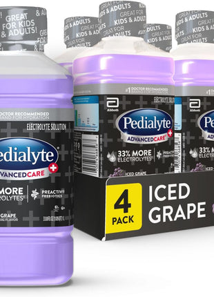 Pedialyte AdvancedCare Plus Electrolyte Drink, Iced Grape | Hydration Drinks for Adults & Kids to Restore Electrolytes when they are Dehydrated Due to Vomiting, Diarrhea, Fever, or Flu