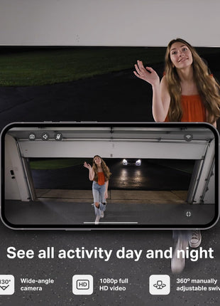 myQ Smart Garage Security Camera – 1080p HD Video, Night Vision, Motion Detection, Magnetic, Wi-Fi, Two-Way Audio, Smartphone Control
