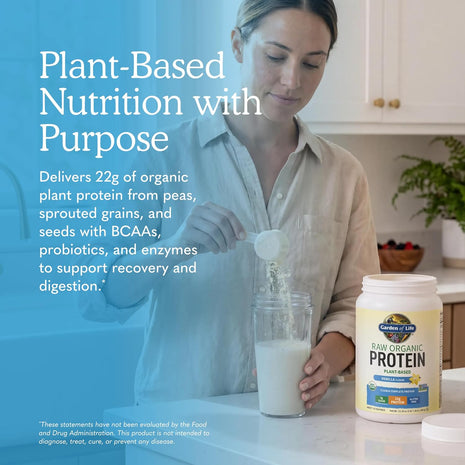 Garden of Life Protein Powder, Vegan Protein Powder, BCAA, Probiotics & Digestive Enzymes, Gluten & Lactose Free, Vanilla, 1.5 LB