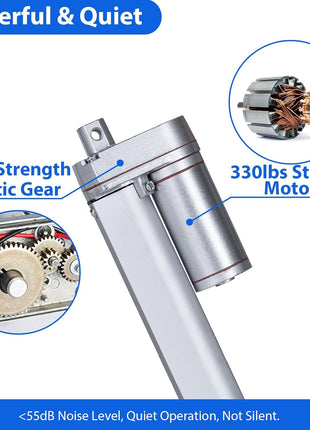 ECO-WORTHY Heavy Duty 330lbs/1500N Solar Tracker Linear Actuator Multi-Functions with Mounting Brackets (12V, 12 inch) IP54 Waterproof 300mm Stroke Linear Motion Actuator