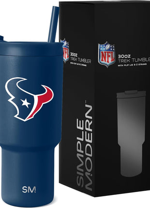 Simple Modern Officially Licensed NFL 30oz Tumbler with Flip Lid and Straws | Football Insulated Stainless Steel Cup | Gifts for Men Women | Trek Collection