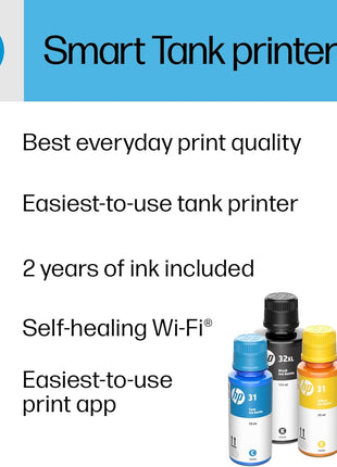 HP Smart Tank Plus 651 Wireless All-in-One Printer, Ink Tank Printer-for-Home Use, 2 Years of Ink Included Auto Document Feeder, Mobile Print, Scan, Copy, Fax, an EcoTank Alternative (7XV38A)