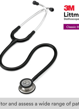 3M Littmann Classic III Monitoring Stethoscope, 5620, More Than 2X as Loud, Weighs Less, Stainless Steel Chestpiece, 27" Black Tube | Stainless Steel Chestpiece. More Than 2X as Loud*, Weighs Less**
