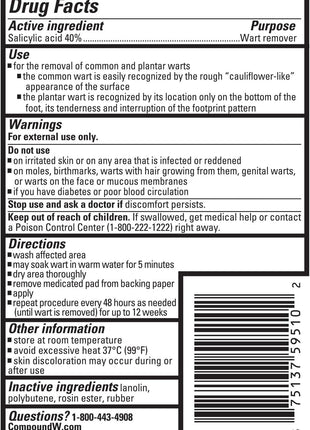 Compound W Wart Remover Maximum Strength One Step Pads with Salicylic Acid, 14 Medicated Pads