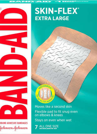 BAND-AID Brand Skin-Flex Adhesive Bandages for First Aid and Wound Care of Minor Cuts and Scrapes & Burns, Flexible Sterile Bandages for Fingers & Knees, Extra Large, All One Size, 7 ct
