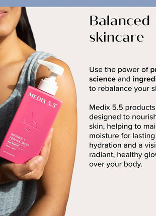 Medix 5.5 Retinol Body Lotion Firming Moisturizer | Crepey Skincare Treatment | Retinol Body Cream | Anti Aging Firming Cream For Women Targets Look Of Crepe Skin, Wrinkles, & Sagging Skin, 15 Fl Oz