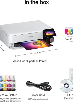 Epson EcoTank Photo ET-8550 Wireless Wide-Format All-in-One Tank Printer | Cartridge-free 6-color wide-format photo print, scan, copy; up to 16 ppm, 13 x 19 in.; ideal for creators and home studios