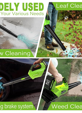 2025 Upgrade Leaf Blower, Leaf Blower Cordless with 2 * 2.6AH Batteries and Fast Charger, 450CFM &150MPH and 2 Speed Mode, Lightweight Electric Leaf Blowers for Lawn,Yard, Leaves, Dust,Snow Care